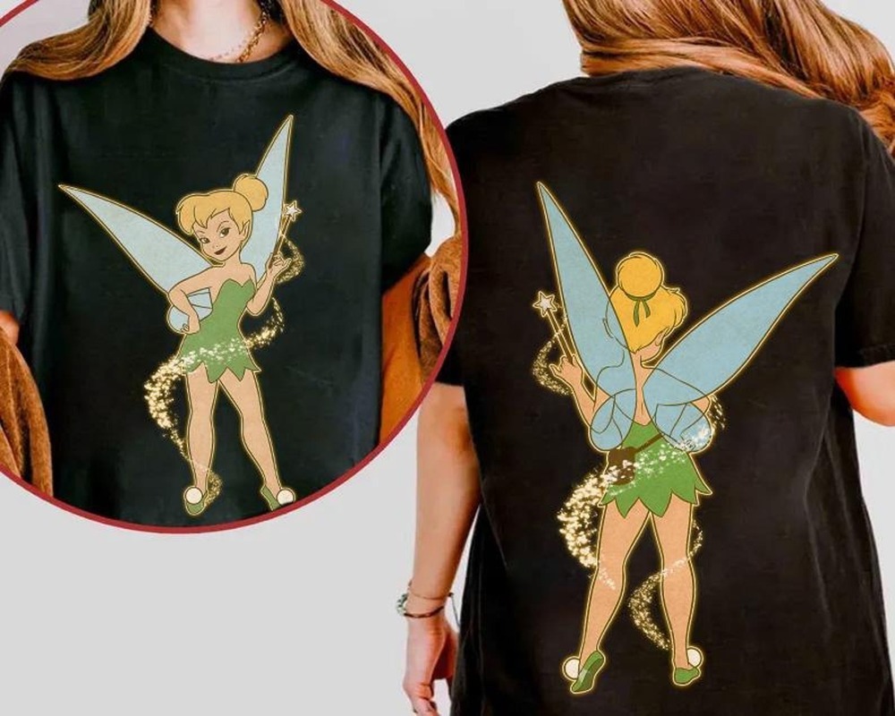 Disney Tinkerbell Princess 2 Sided Retro T-Shirt, Disneyland Family